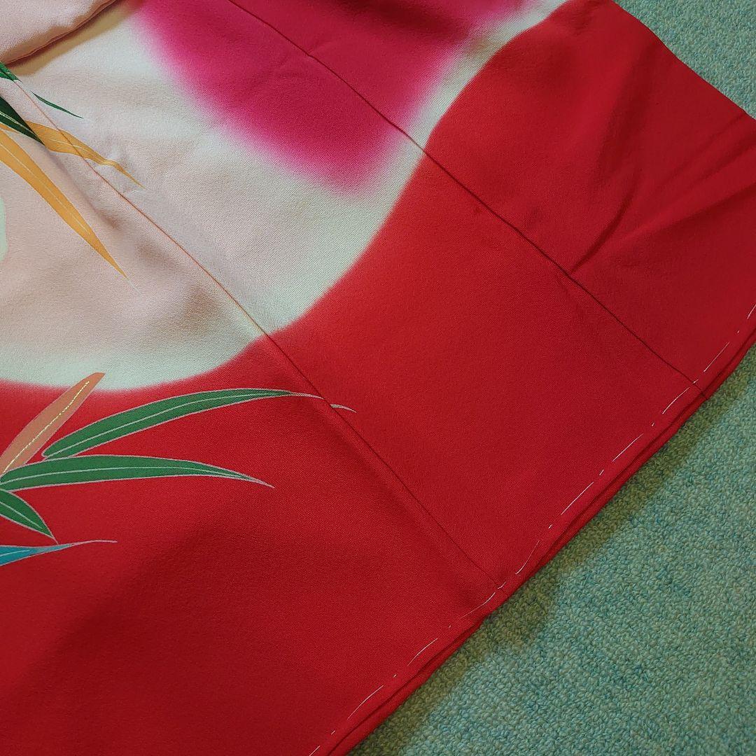 【未使用】高級正絹　長襦袢　日本製　紅梅色　女児　祝着　一つ身　本金彩