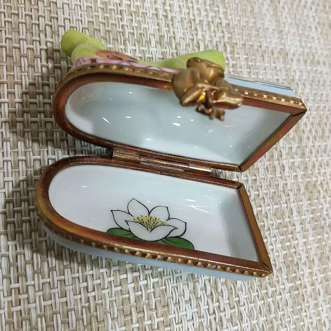 リモージュボックス 読書するカエル 蛙 小物入れ 2個 トリンケットボックス