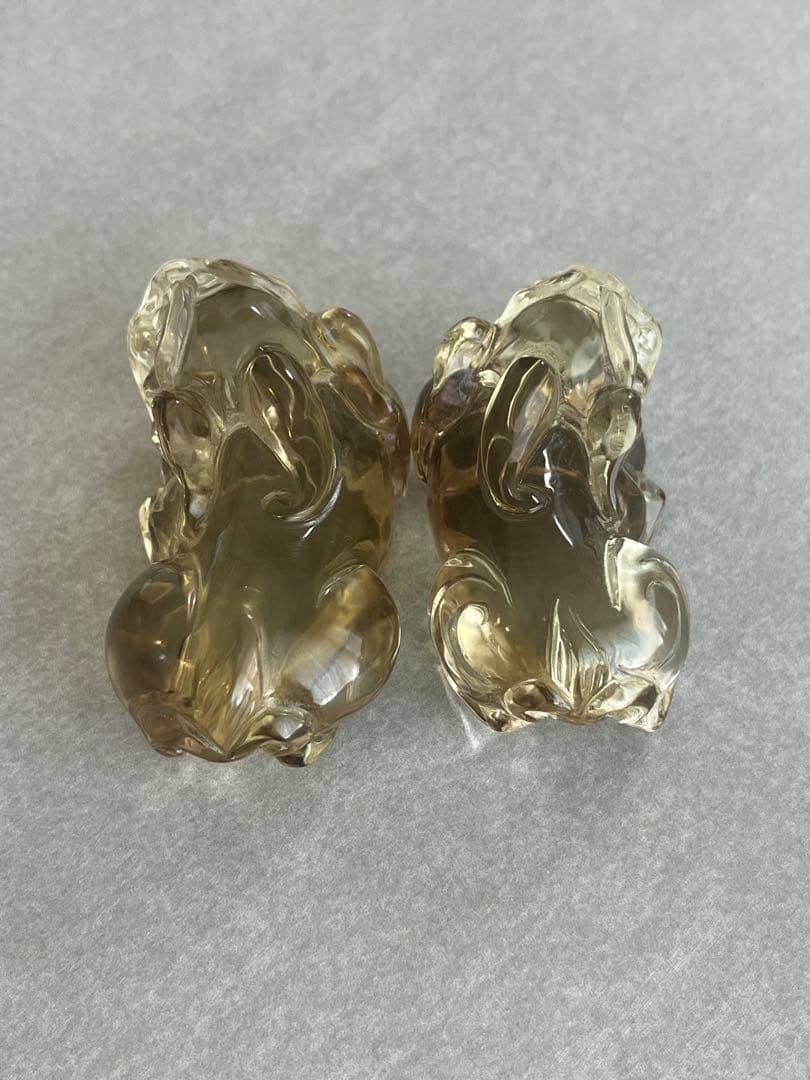 【高品質】スモーキーシトリン　貔貅ペア　置物