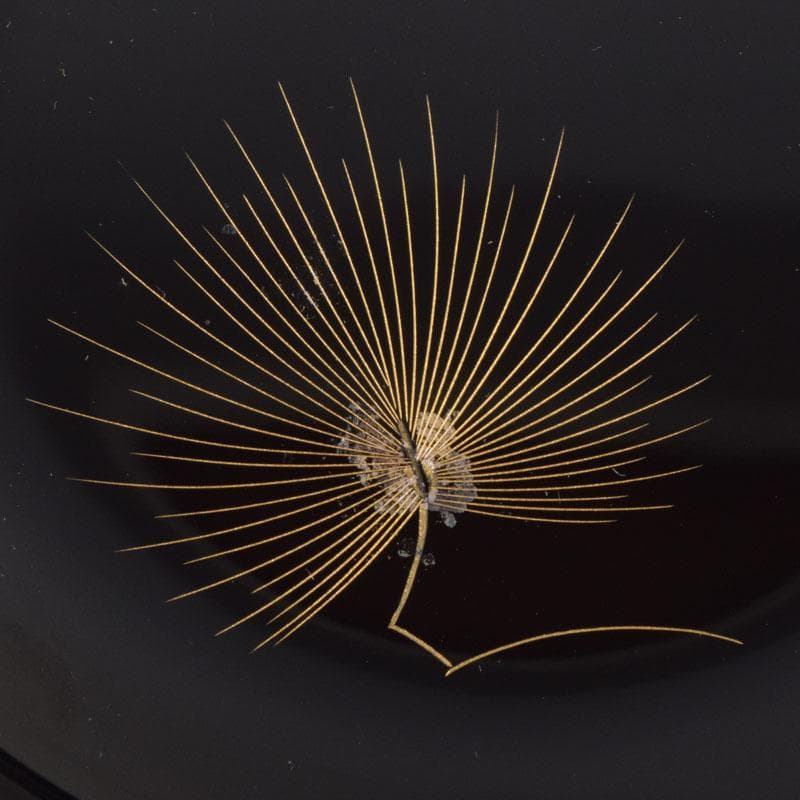 輪島塗　大向高洲堂　黒漆　飛松沈金　銘々皿　五客　共箱　N　8969