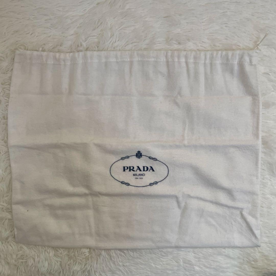 極美品 PRADA ガレリア サフィアーノ ハンドバッグ ブルー 三角ロゴ