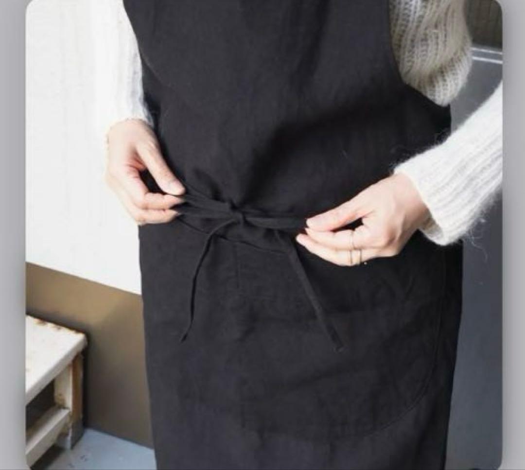 UTO フランスエプロン　リネン　ブラック