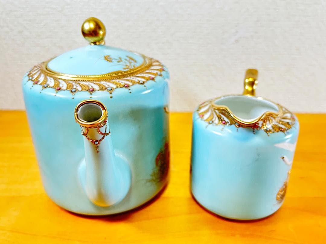 オールドノリタケ フライングスワン カップ ソーサー 5客 ポット クリーマー