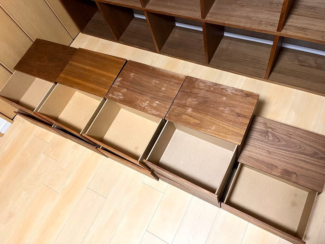 無印 スタッキングシェルフ 5×2 ウォールナット 引き出し付き