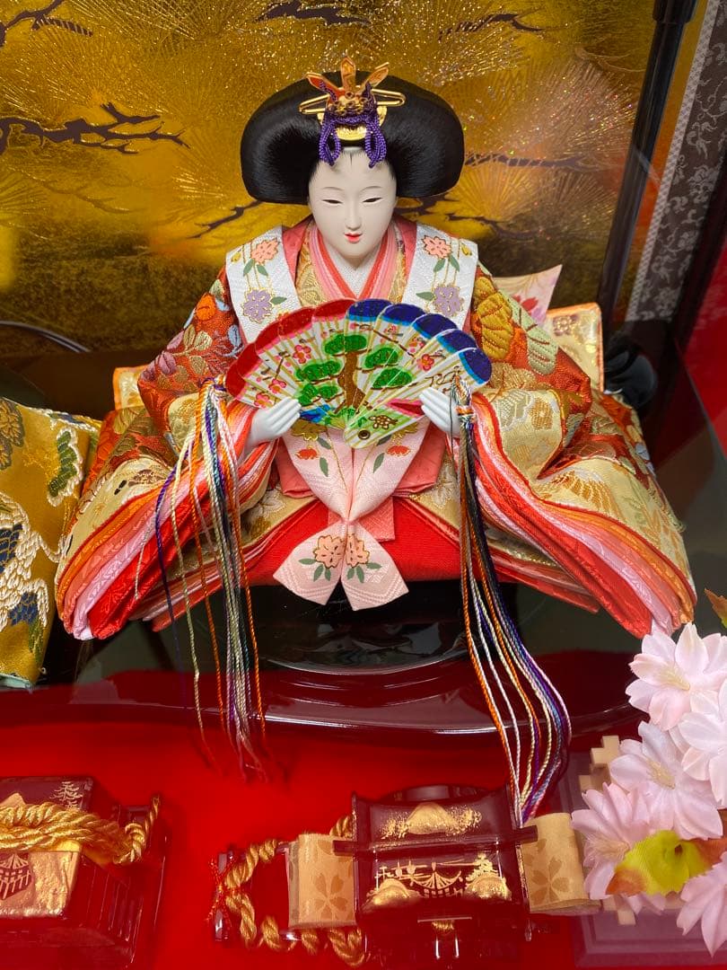 東京久月　雛人形　親王飾りアクリルケース入・間口約５６×奥行約３３×高さ約４０㎝