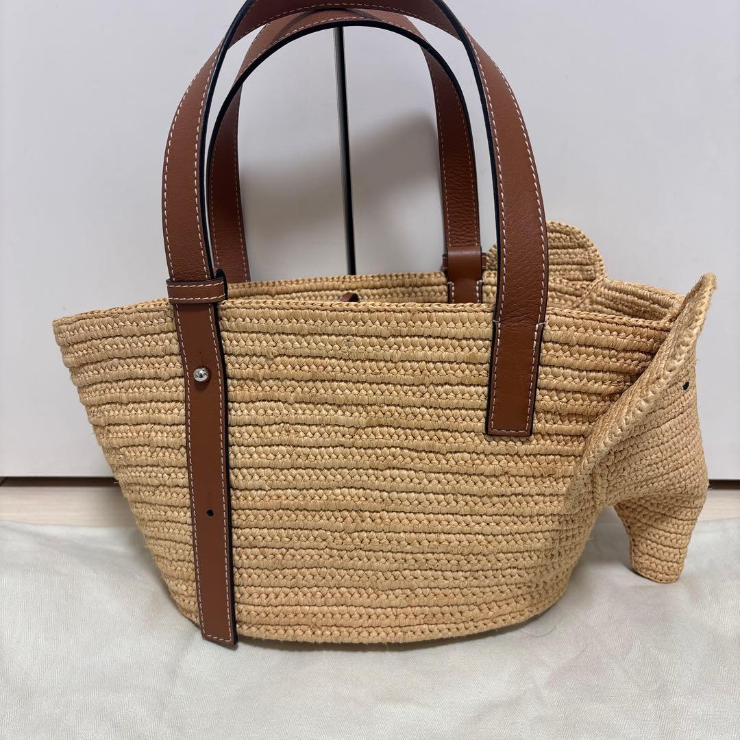 LOEWE エレファント バスケット スモール（ラフィア&カーフ）