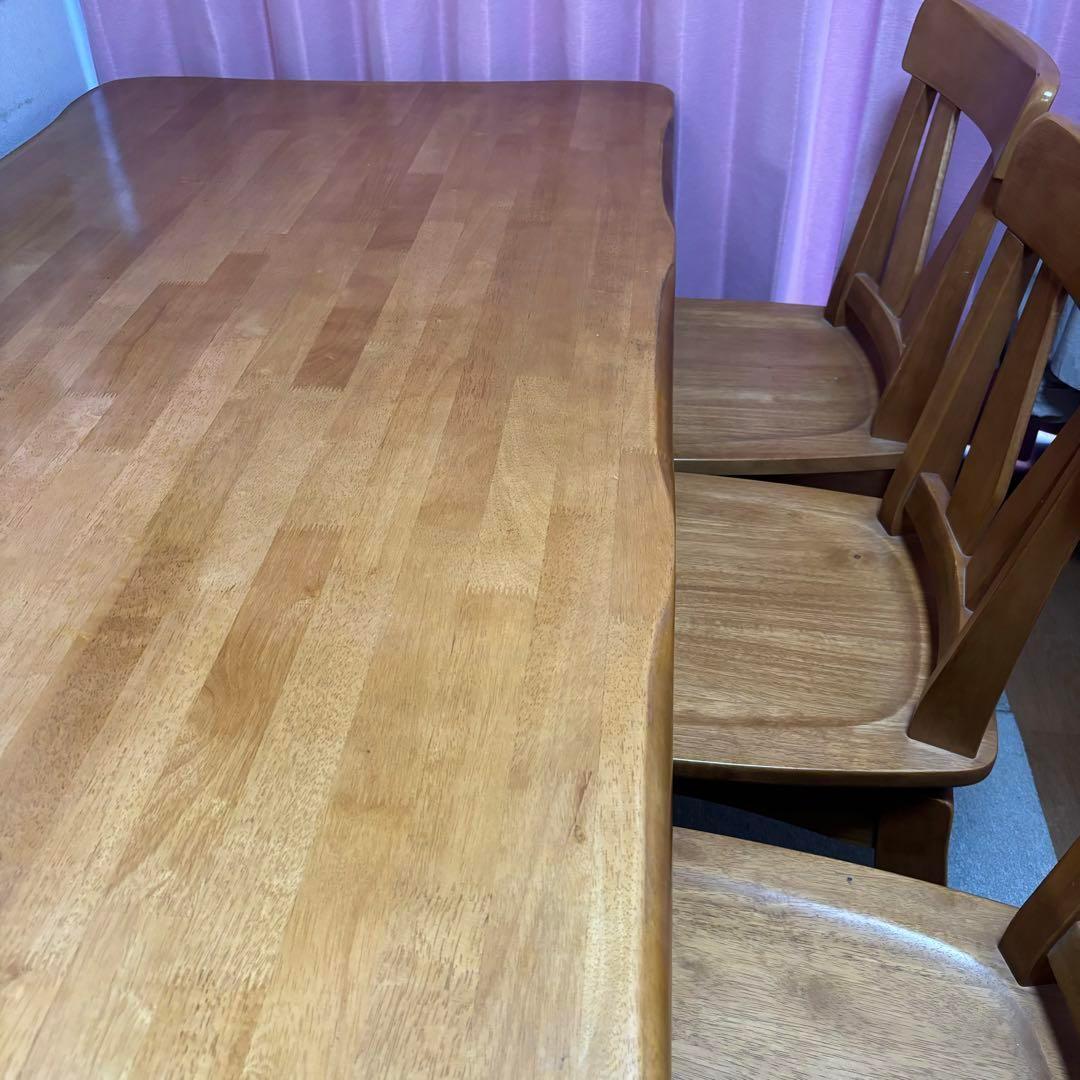 ダイニングテーブル　6人掛け　5点セット　回転椅子　長椅子　中古家具