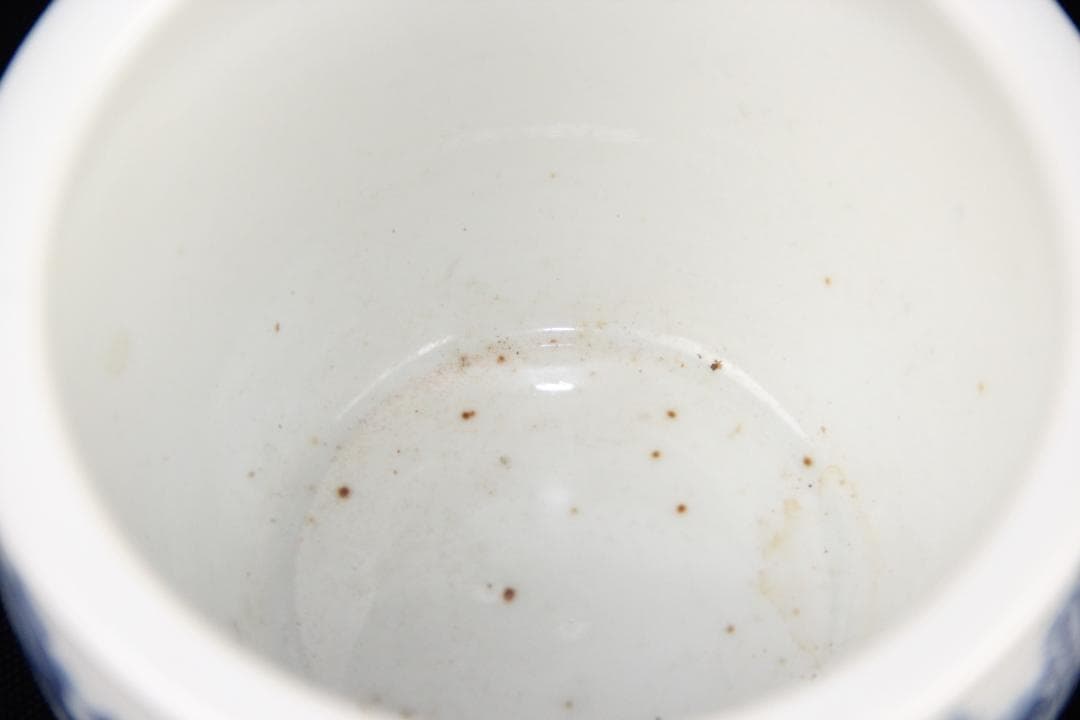 中国美術 南京染付　山水模様　建水　箱付 EA21-21