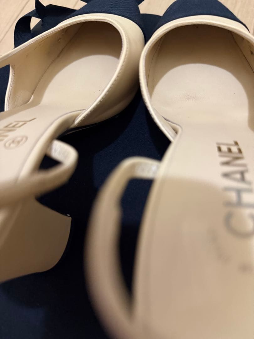 シャネル スリングバック ミュール パンプス バイカラー 36.5サイズ