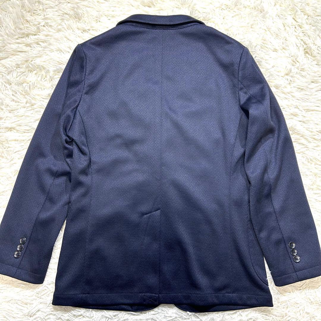 未使用タグ付【金のパジャマスーツ】プレミアムウールジャージセット 紺無地調　M