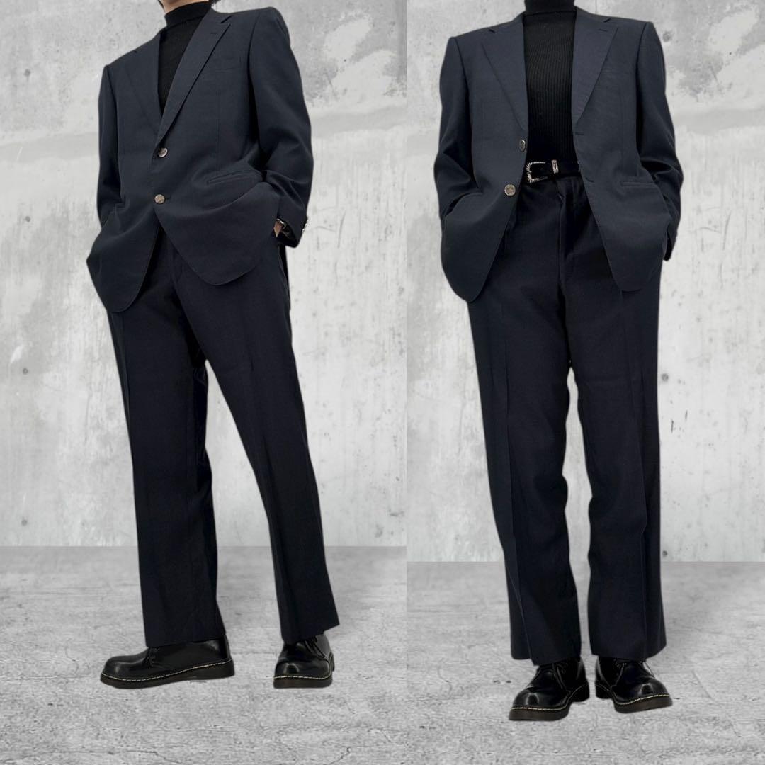 【美品】バーバリー　スーツ　セットアップ　ジャケット　螺鈿ボタン　ロゴ　カシミヤ