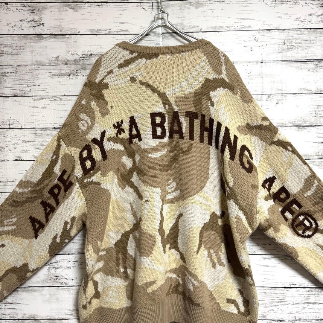 美品　希少　エーエイプ　カモフラ　ニット　セーター　バックロゴ　XLサイズ