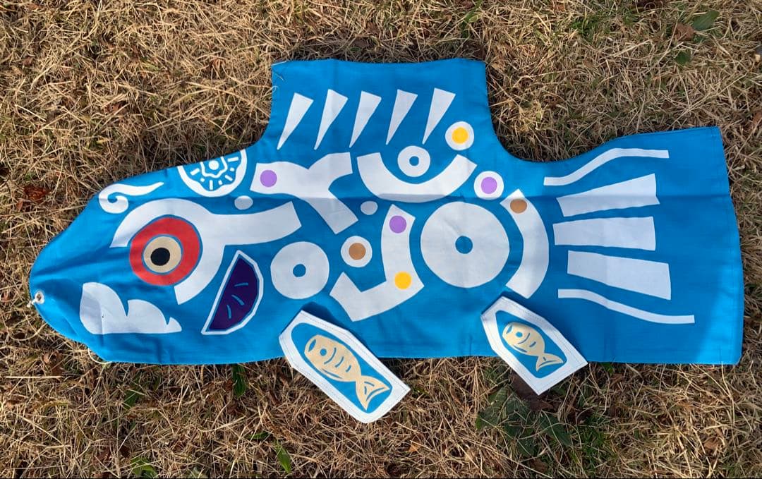 鯉のぼり　手染め　もざいく鯉　1mセット　子鯉　緑　鯉のぼり