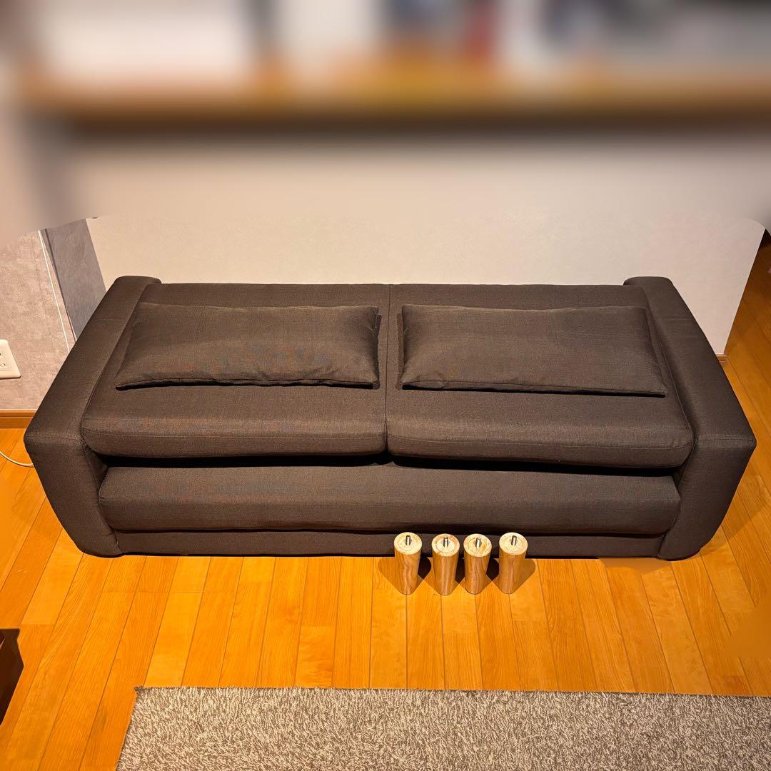 引き取り限定 2人掛けソファ ブラウン 幅146.5cm