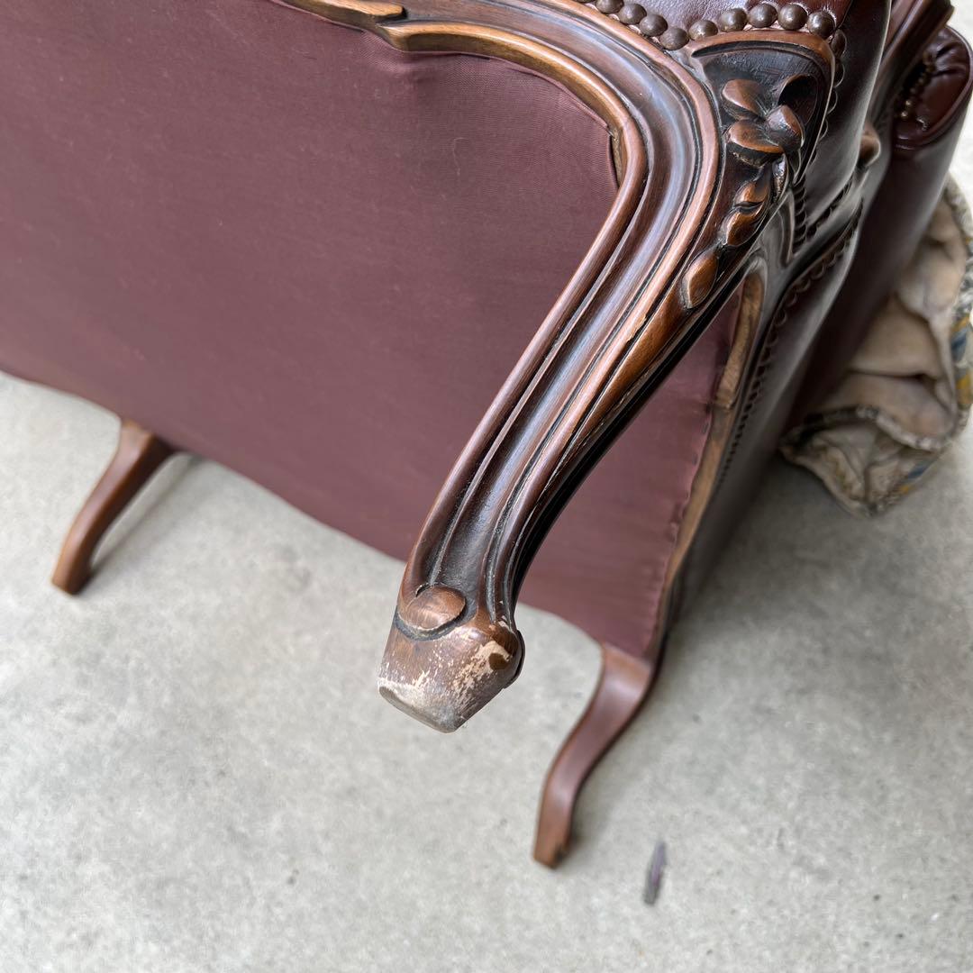 廃盤希少品 karimoku domani ルイXV ソファ レザー3人掛け