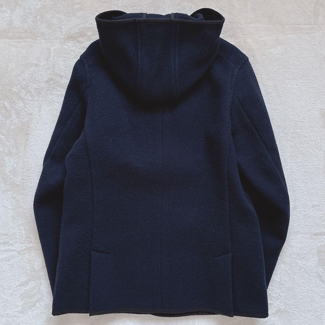 【極美品】DANTON フード付きウールコート くるみボタン 38 ネイビー L