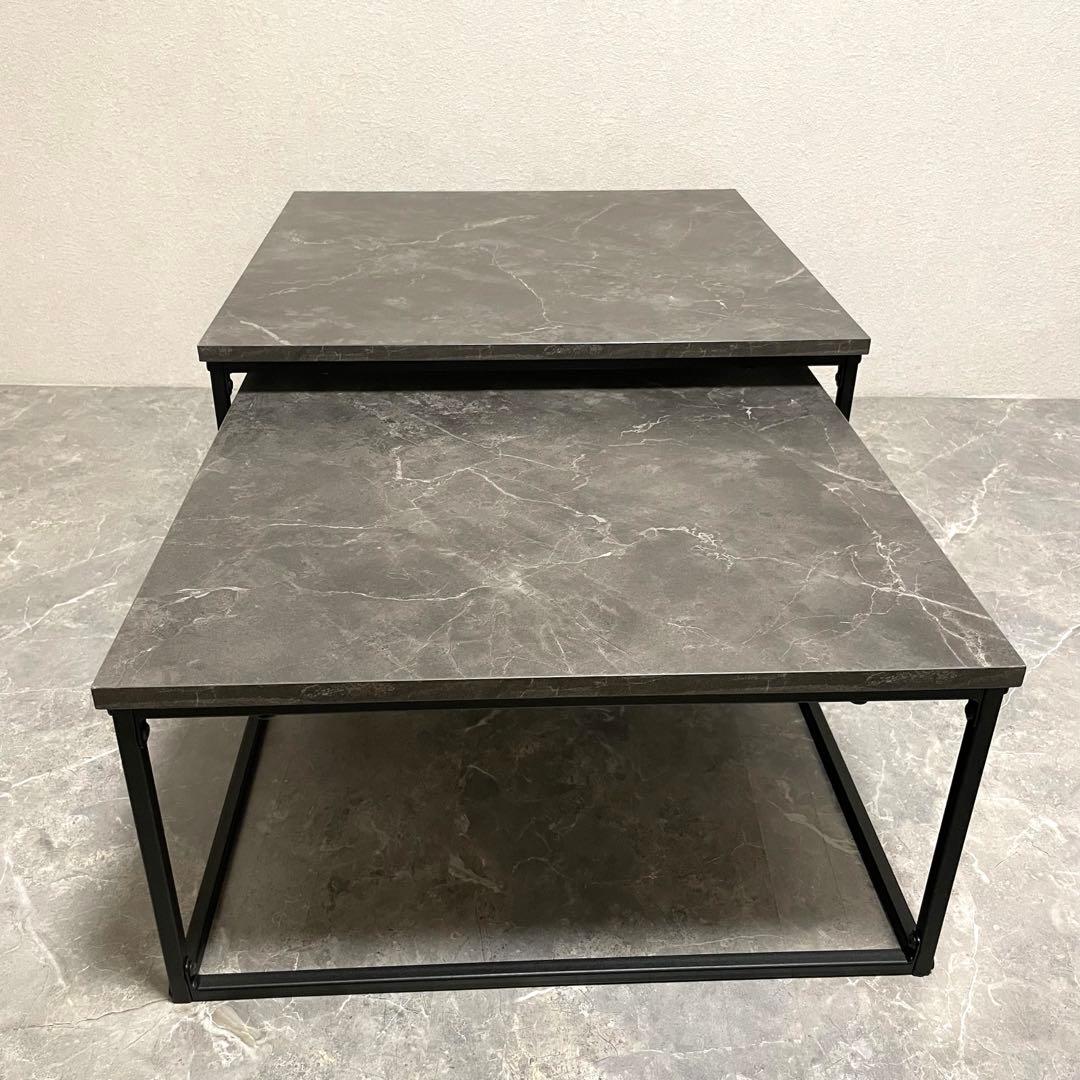 【美品】LOWYA ロウヤ 大理石柄 ネストテーブル　ローテーブル
