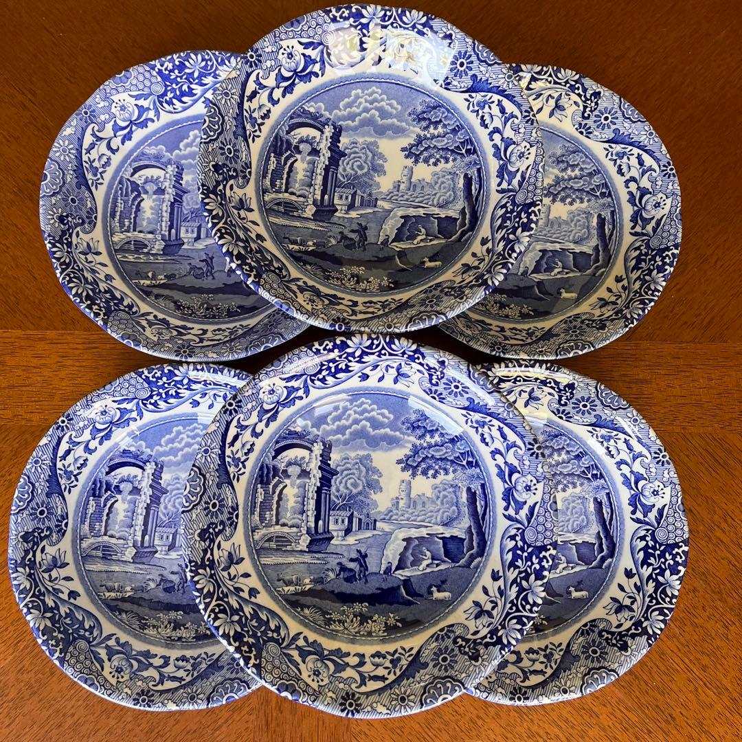 【未使用美品】スポード ★ブルーイタリアン★フルーツソーサー　6枚