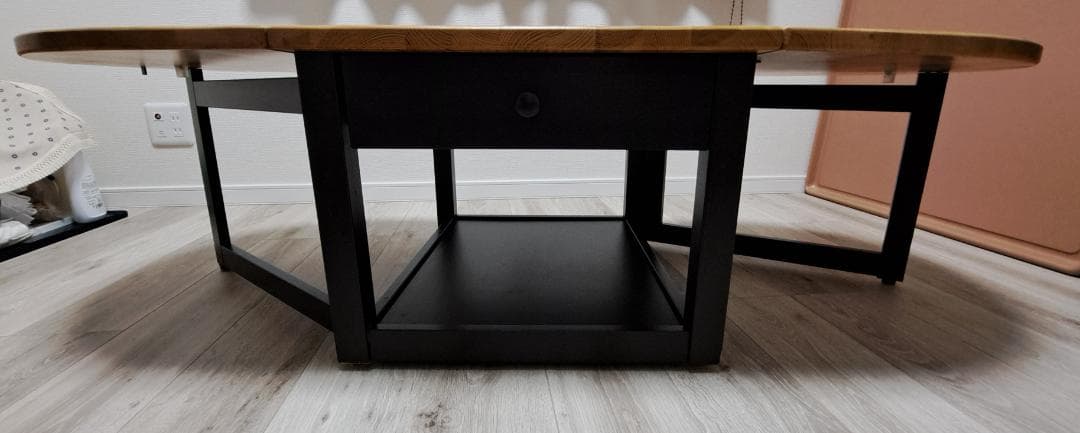 【高さリメイクのみ！】　引き出し付き　天然木製長テーブル 高さ40cm