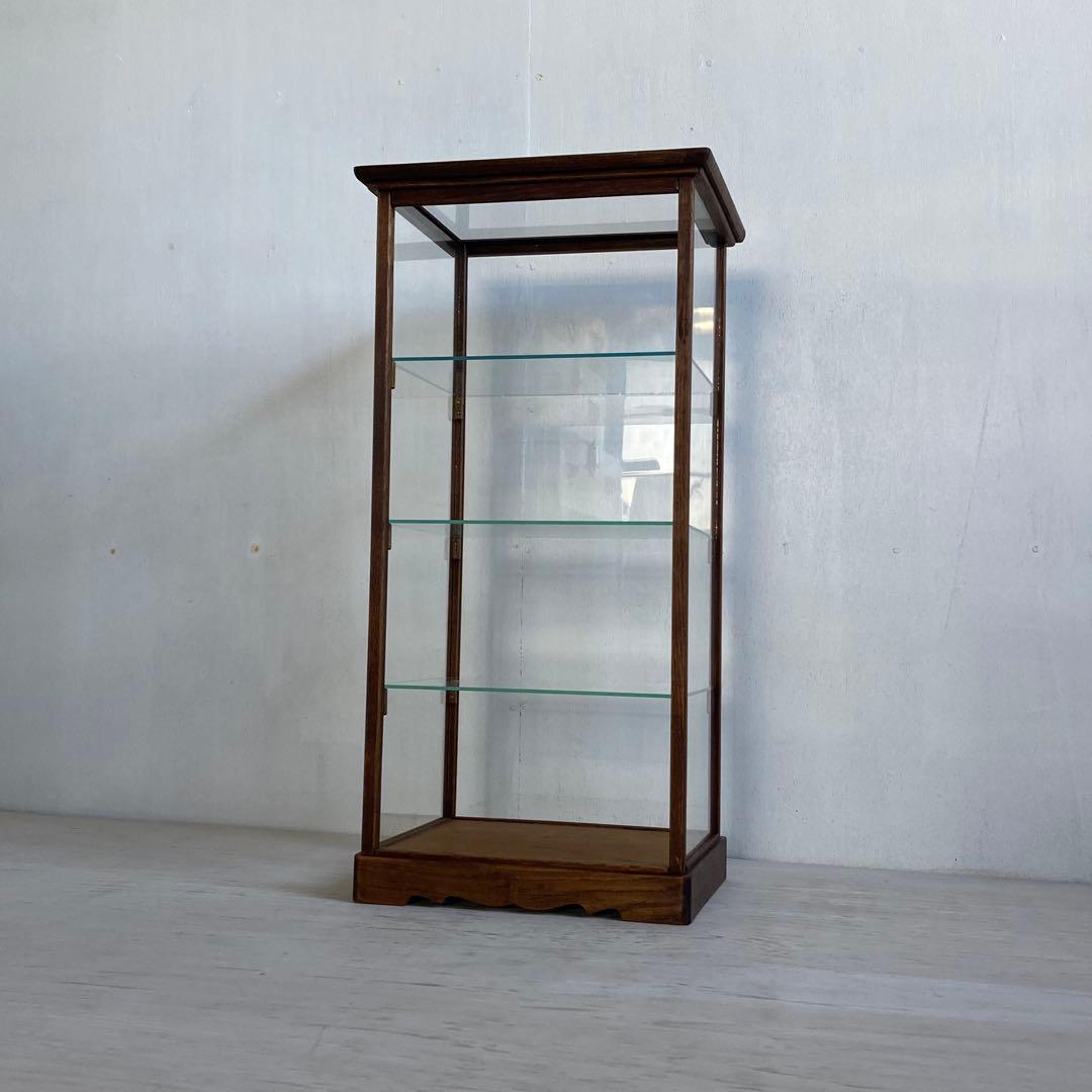 古い木製 ガラスケース 4段 ショーケース 扉なし