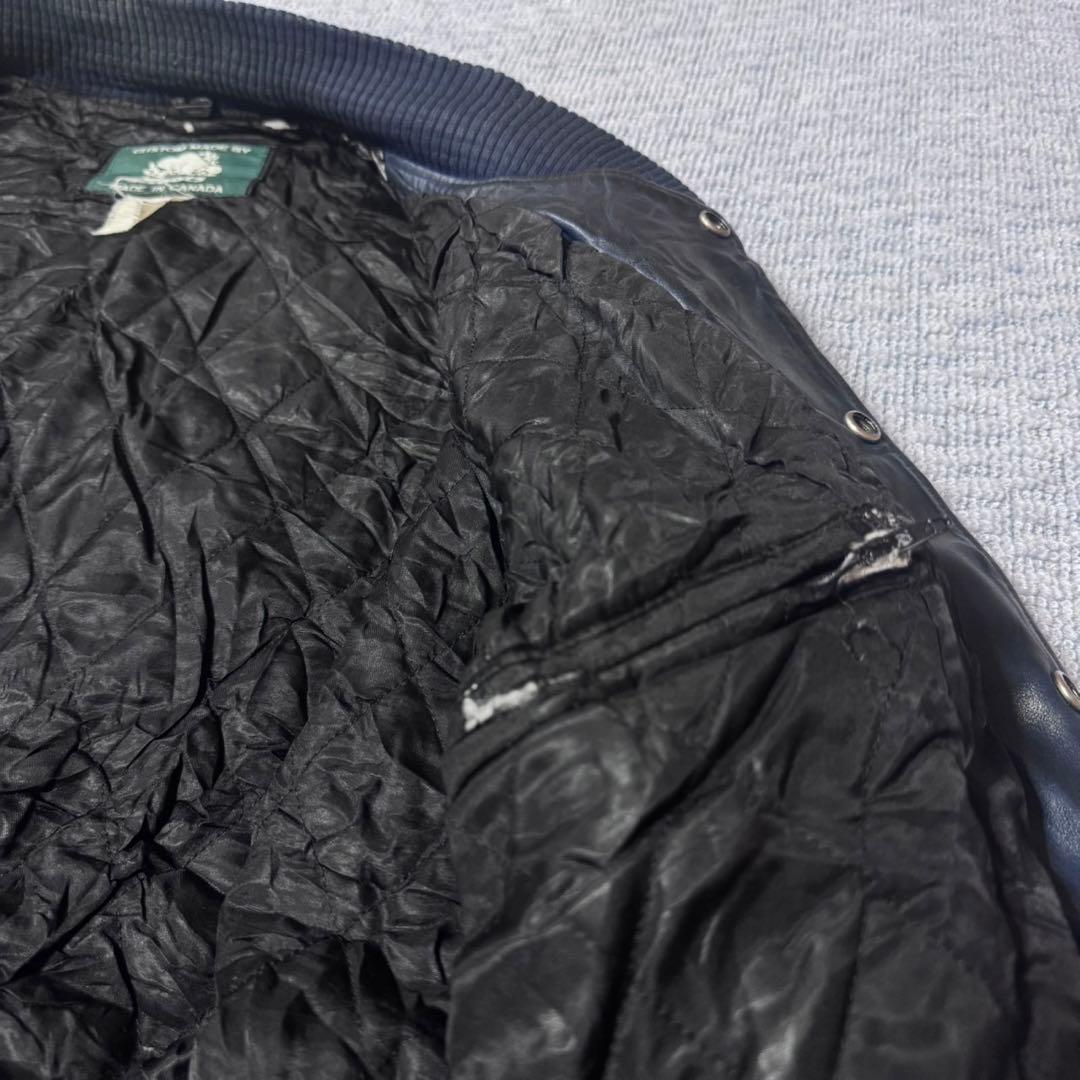 90s ルーツ オールレザー スタジャン バックロゴ ワッペン ダイナー