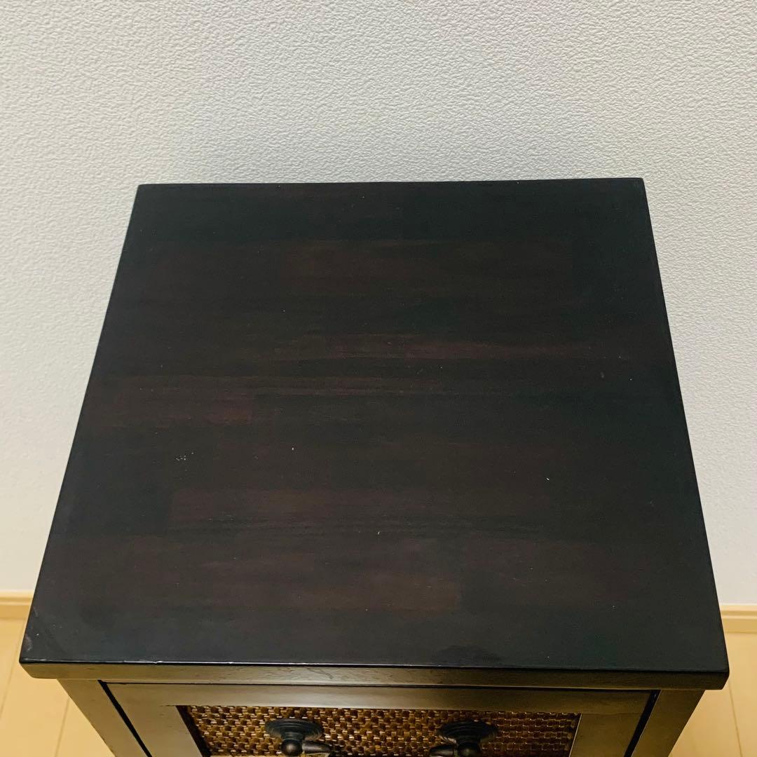 アジアン家具　籐 ラタン 木枠4段チェスト 引き出し 収納 タンス 花台　電話台