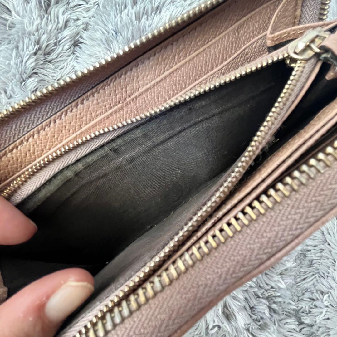 GUCCI GGキャンバス ラウンドジップ　インターロッキング　長財布　ピンク