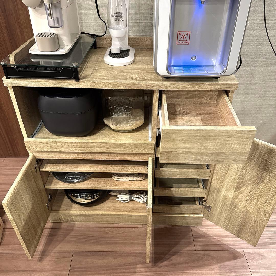 【組立て不要！設置込み】[幅90] 食器棚 レンジ台 コンセント付き LOWYA