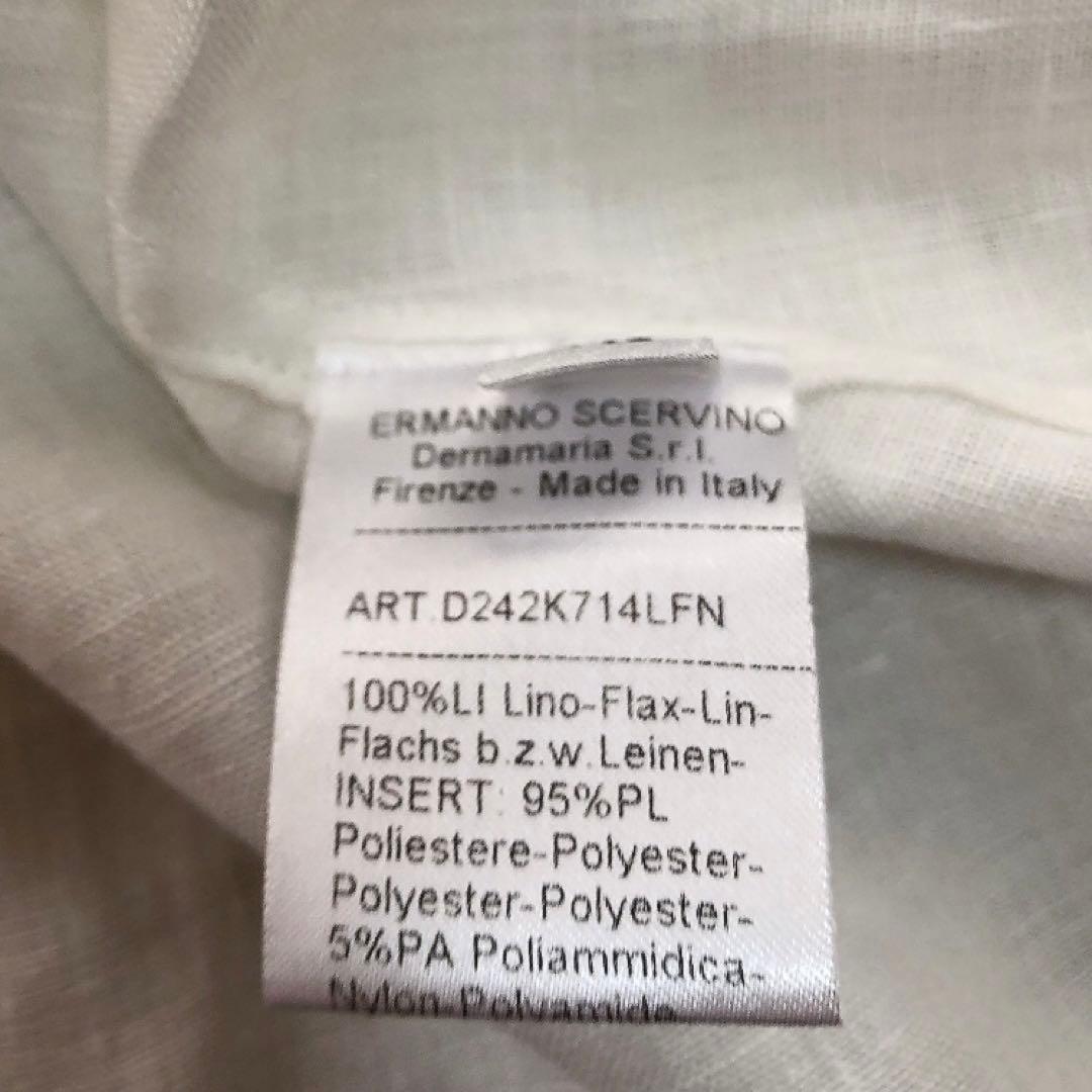 エルマンノシェルビーノ*リネン100%　レースブラウス　フリル　ホワイト 42