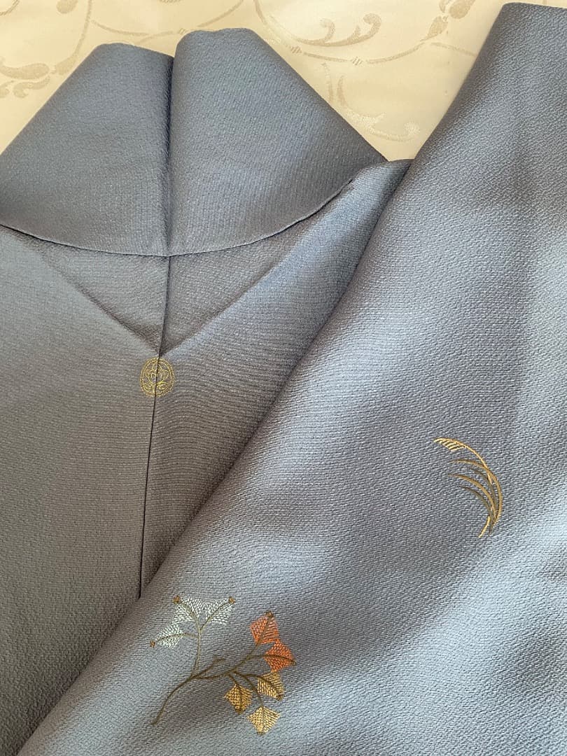 付下げ　フルセット　縫紋付　丸に橘　　正絹　六通柄袋帯　帯揚げ　帯締め