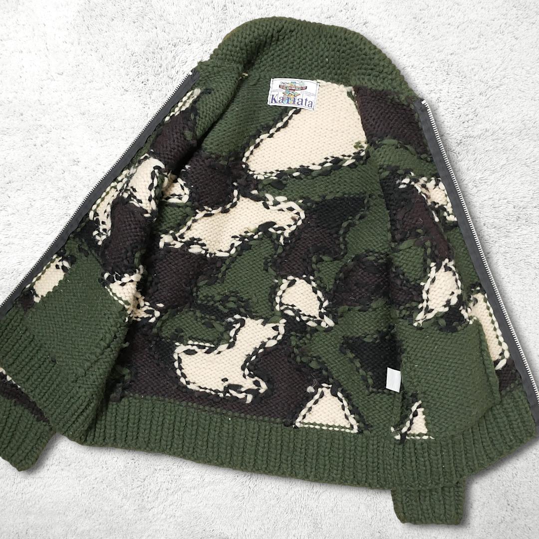 高級【カナタ】カウチンセーター XL相当 カモフラ迷彩 カナダ製 Kanata