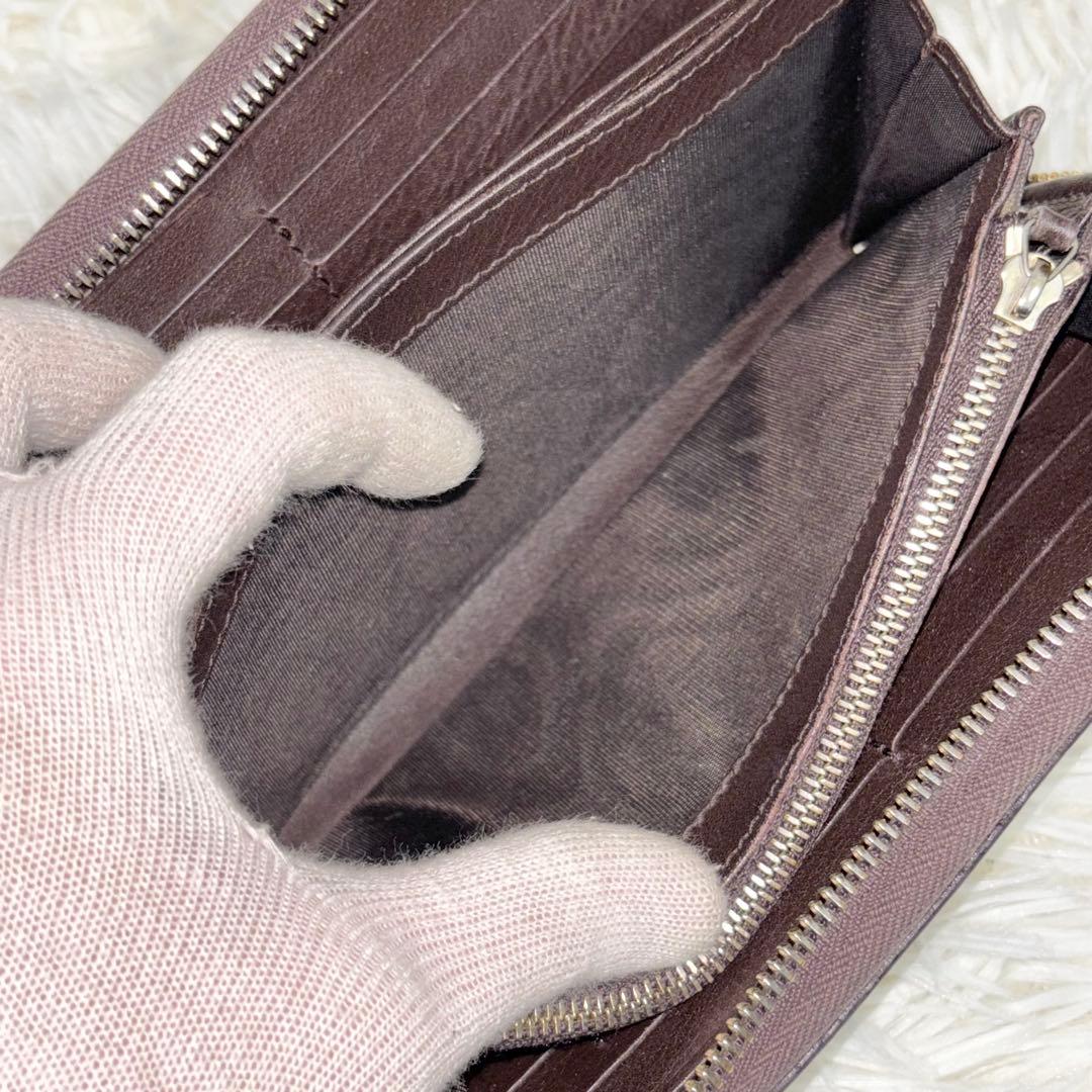 GUCCI 長財布 ラウンドファスナー シマ マイクロシマ　インターロッキング