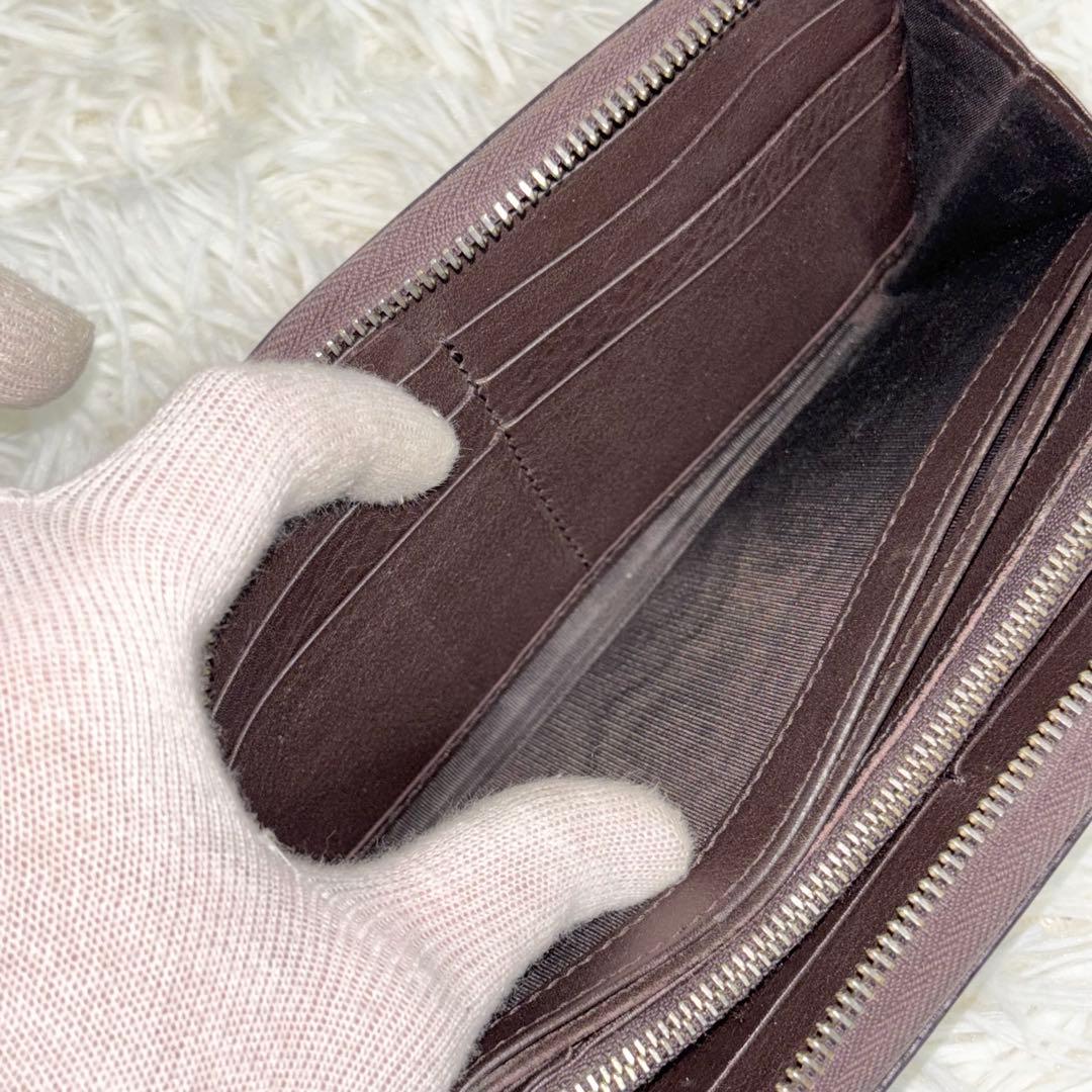 GUCCI 長財布 ラウンドファスナー シマ マイクロシマ　インターロッキング