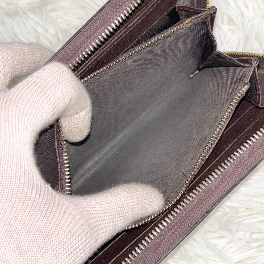 GUCCI 長財布 ラウンドファスナー シマ マイクロシマ　インターロッキング