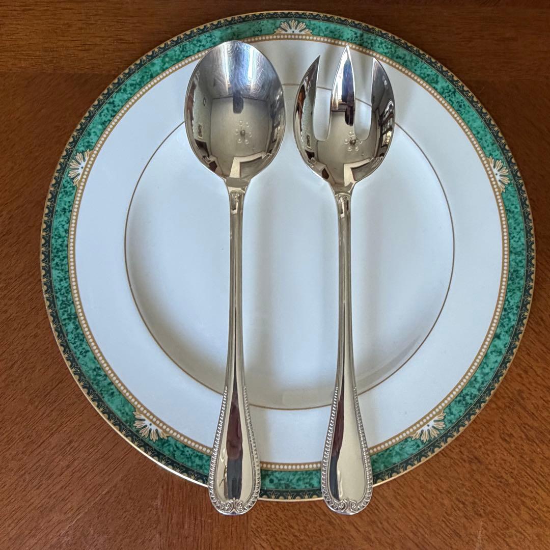 【パリオーダー　美品】クリストフルシルバー★リュバン★サラダサービング2本セット