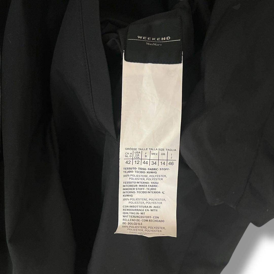マックスマーラ ウィークエンド ブラック ノーカラー コート