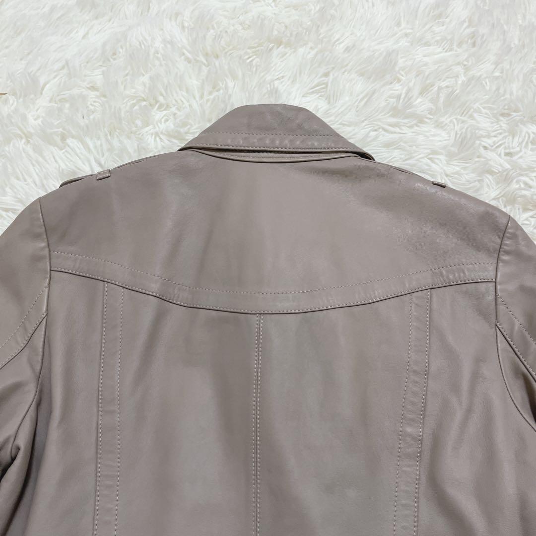 希少　バーバリーロンドン　羊革 ラムレザージャケット グレージュ　42