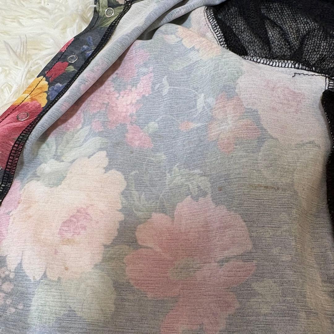 トリココムデギャルソンAD2013 花柄 切替え モヘア ニットシャツ Sサイズ