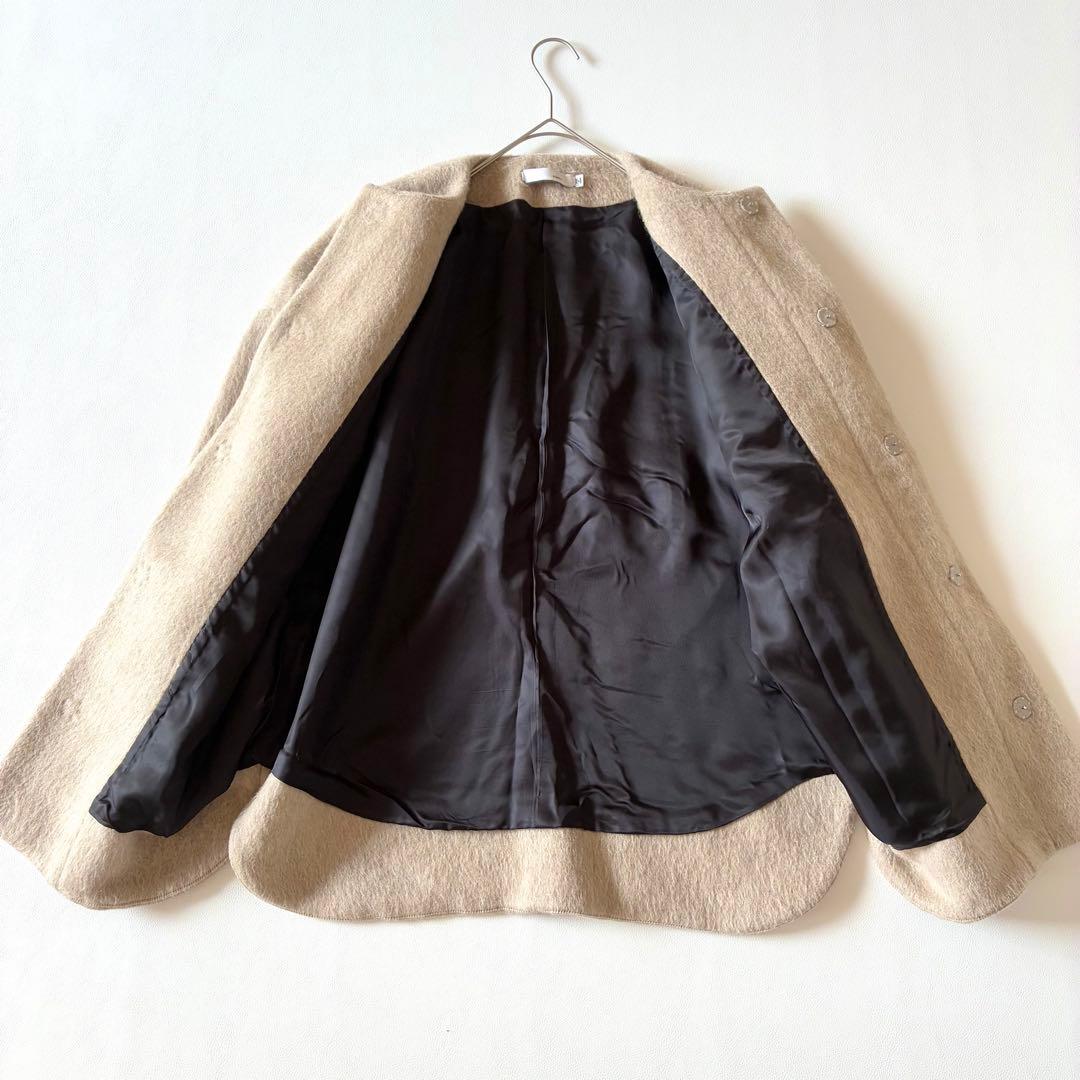 ノット　現行　TOMORROWLAND　ノーカラーシャギーコート　ウール　モヘア