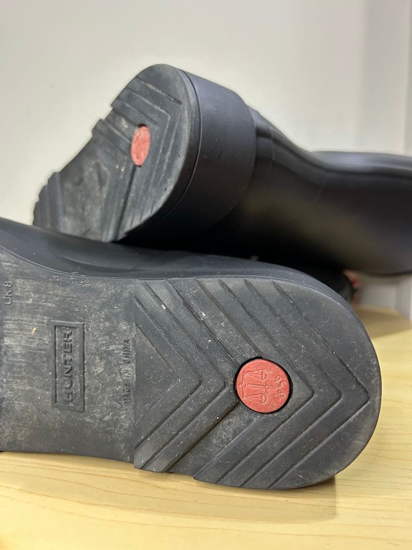 26.5〜27㎝★美品HUNTERショートレインブーツUK8ハンター長靴 プレイ