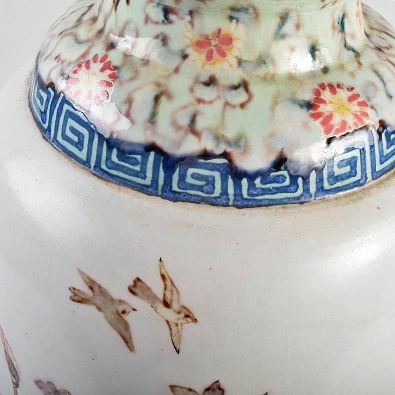 中国　大清光緒年製款　粉彩　漢詩仕女文　双耳瓶　時代箱付　M　R9316B