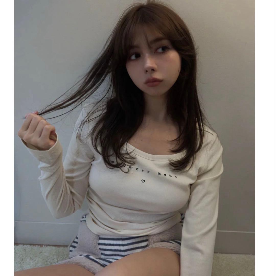 トップス andmary Mybebe logo tops ivory