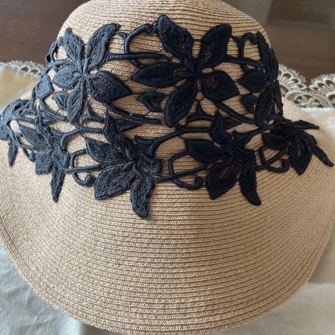 美品　アシーナニューヨーク　レース麦わら帽子