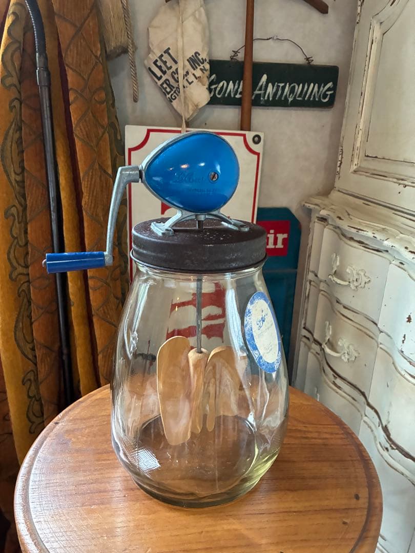 イギリス　アンティーク　バター　メーカー　マヨネーズ　メーカー　チャーン　ブルー