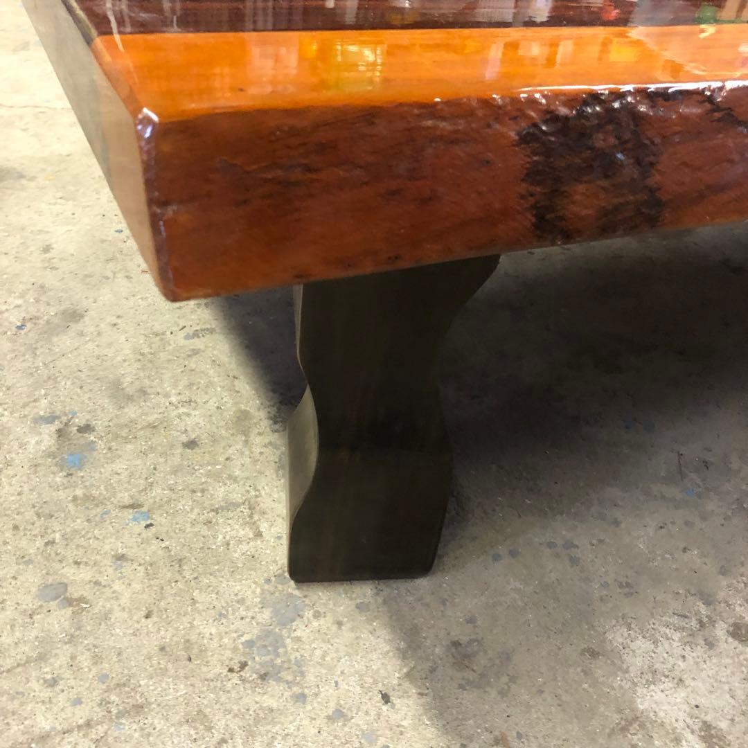 紅紫檀 無垢材一枚板の座卓 板厚55mm 輸入規制の希少木材 希少な耳付き