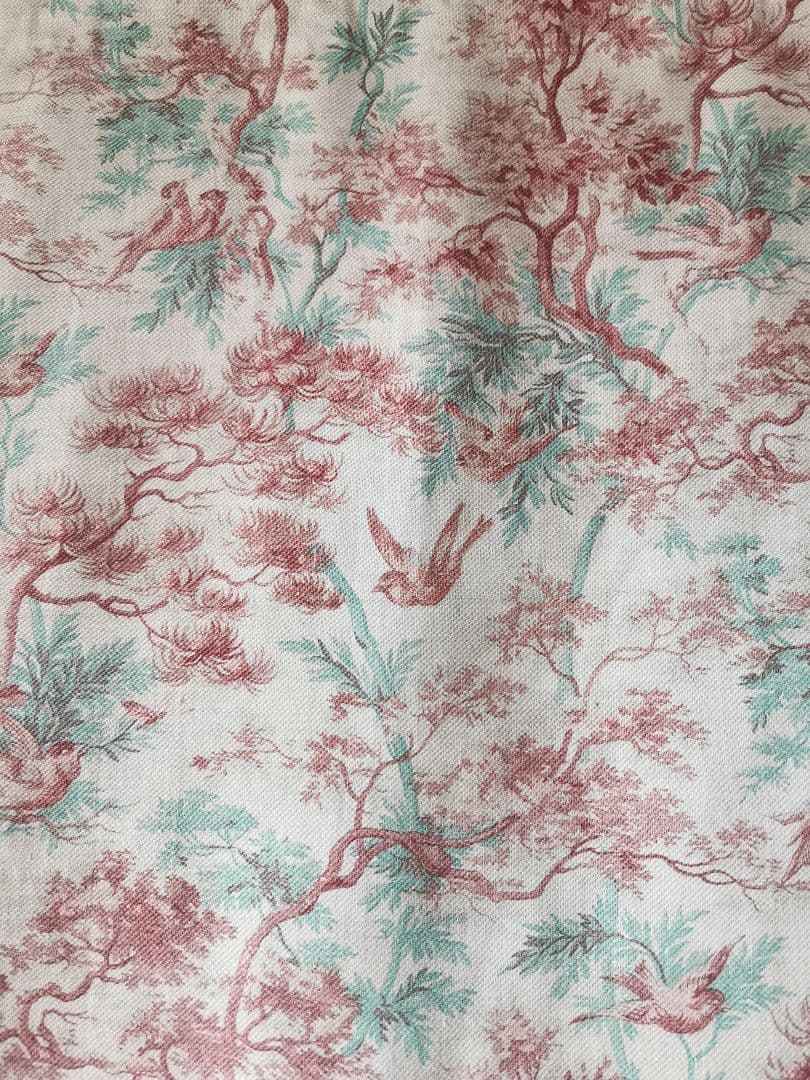 アンティーク 1880年代トワルドジュイ鳥達の森 ミラネーゼレース装飾カーテンβ