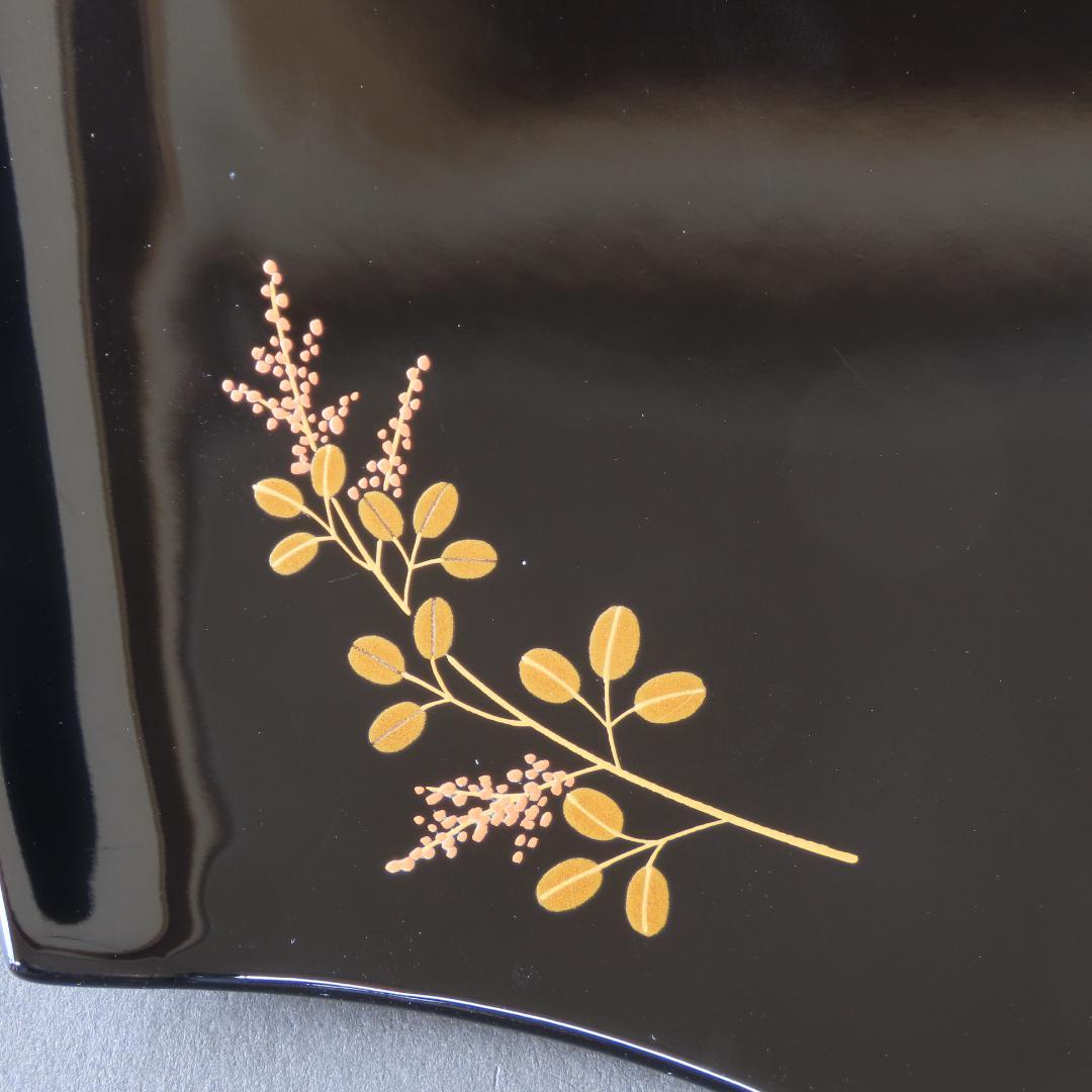 ⭕393 美品 高級輪島塗 漆工房謹製 本金蒔絵草花 絵変 銘々皿5客 煎茶道具