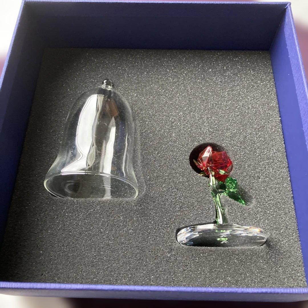 スワロフスキー　美女と野獣　薔薇　クリスタル　オブジェ