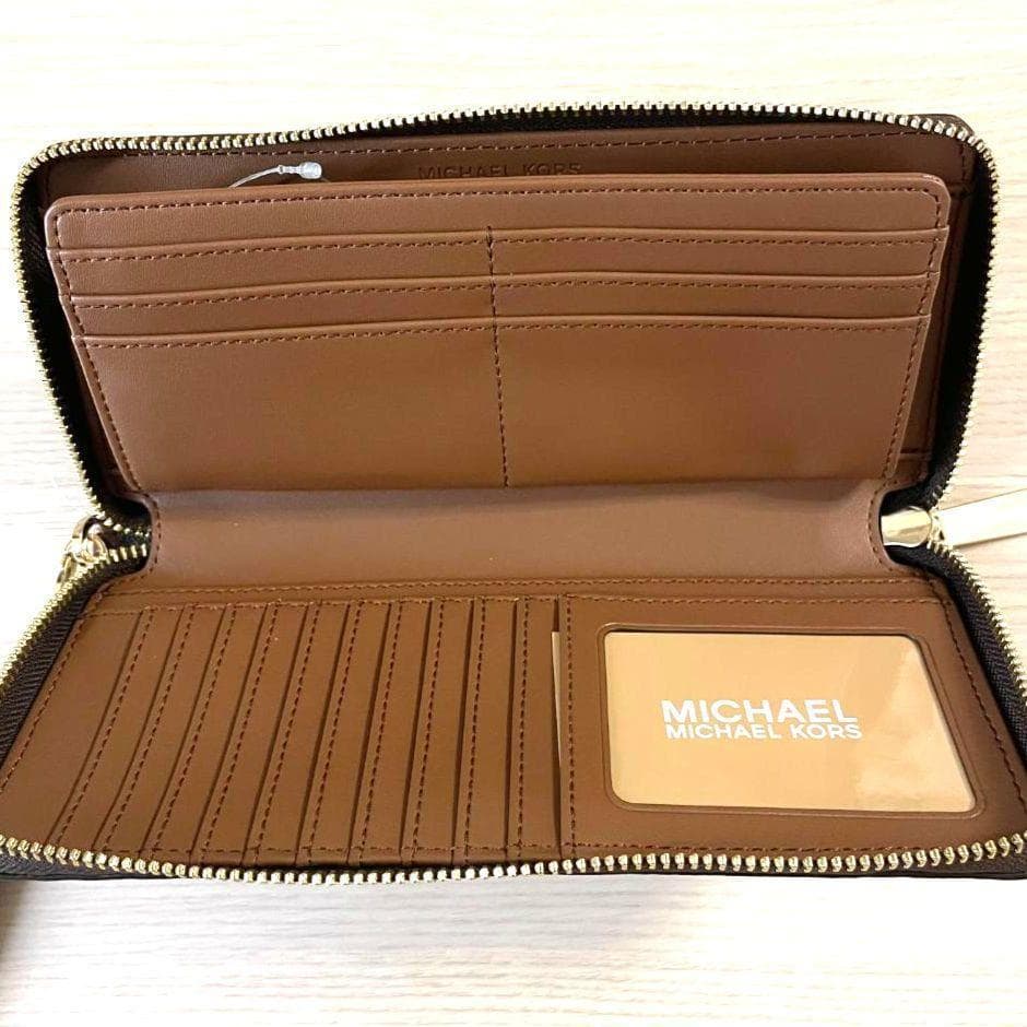 【お値下げ】新品 マイケルコース レザー 長財布 ウォレット ロゴ ブラウン