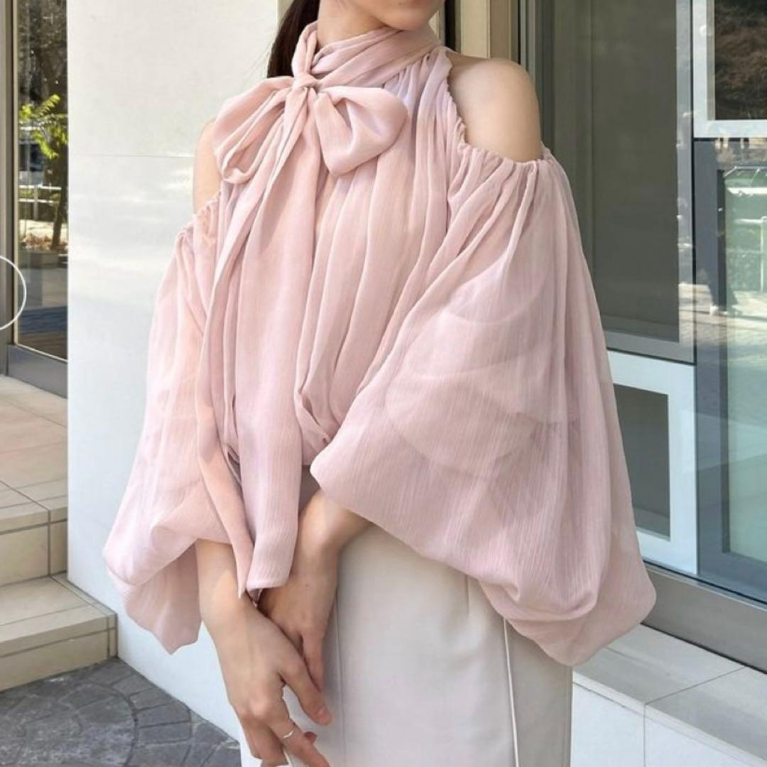 anuans シフォンボリュームブラウス PBEG